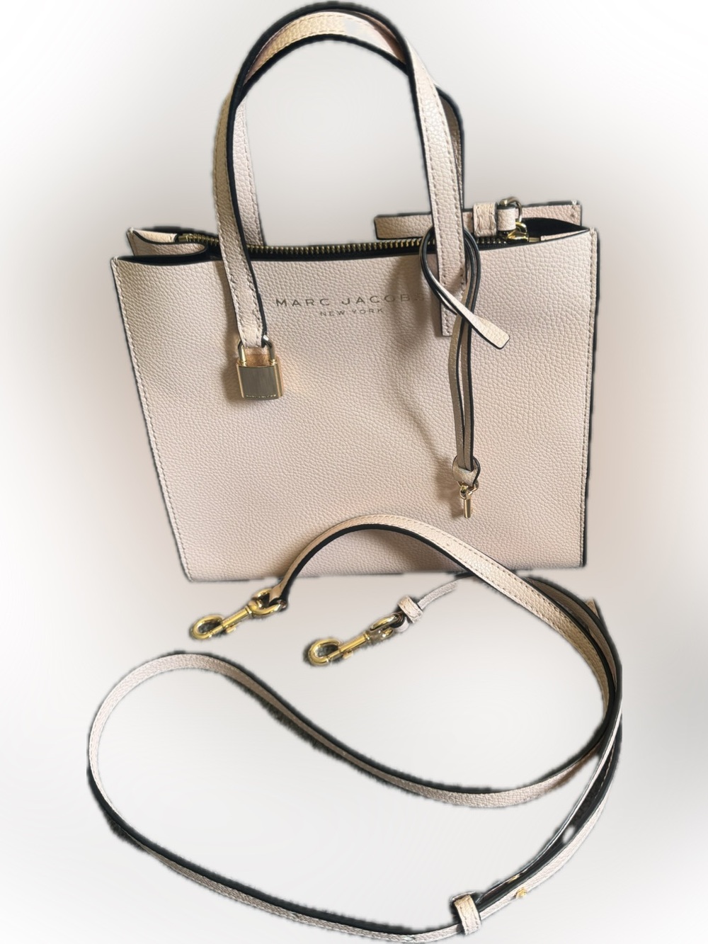Marc Jacobs Mini Grind Leather Tote Crossbody Blush Pebbled Leather